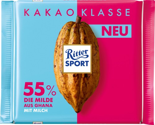 Ritter Sport Schokolade 55% die Milde 100G Kakao Klasse-Sortiment
