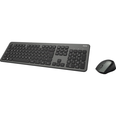 Hama Tastatur-Maus-Set KMW-700 QWERTZ Windows® universell USB inkl. Empfänger anthrazit/schwarz, QWERTZ, Maße: