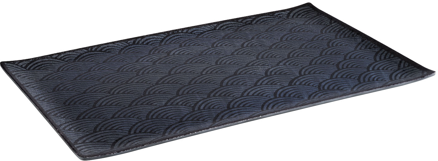GN 1/1 Tablett -DARK WAVE- 53 x 32,5 cm, H: 2 cm Melamin innen: Dekor außen: schwarz spülmaschinengeeignet stapelbar nicht