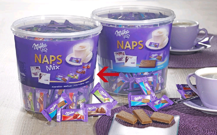 Milka Naps Mix Schokolade, Klarsichtdose 1.000G