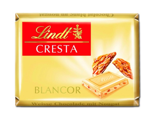 Lindt Naps Cresta Weiss Mini - Nugat/Krokant, ca. 375 Schokoladentäfelchen einzeln verpackt. Inhalt 3 KG.