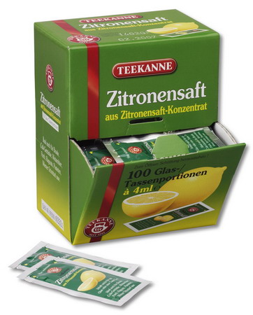 ZITRONENSAFT von Teekanne - 100 Tassen-Portionen à 4,0 ml - in praktischer Spenderbox - Saft aus Konzentrat