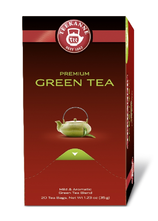 Teekanne Premium GREEN TEA, Inhalt: 20 Beutel à 1,75 Gramm, Grüner Tee, mild und aromatisch.