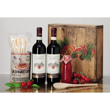 Rotwein Chianti vom Schloß 2 x 2019er Chianti Castello di Poppiano Toskana D.O.C.G. Schlossabfüllung 0,75 l, 1 x La Spaghettata