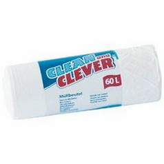 Clean  Clever Müllbeutel 60 ltr. Aus reißfestem Polyethylen (HDPE), in der Farbe weiß, mit einem Volumen von 60 l, in der Abmessung