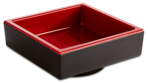 Bento Box -ASIA PLUS- 7,5 x 7,5 cm, H: 3 cm Melamin innen: rot, glänzend außen: schwarz, matt 0,05 Liter