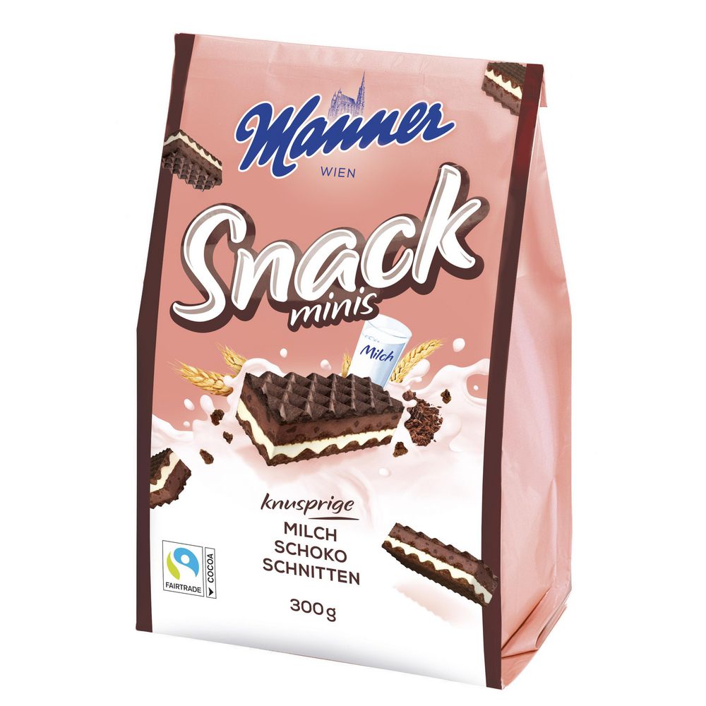 Manner Snack Minis Schoko Milch Schnitten 300G Waffeln mit feiner Creme