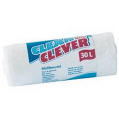 Clean  Clever Müllbeutel 30 ltr. aus Niederdruck-Polyethylen (HDPE), in der Farbe weiß, mit einem Volumen von 30 l, in der Abmessung