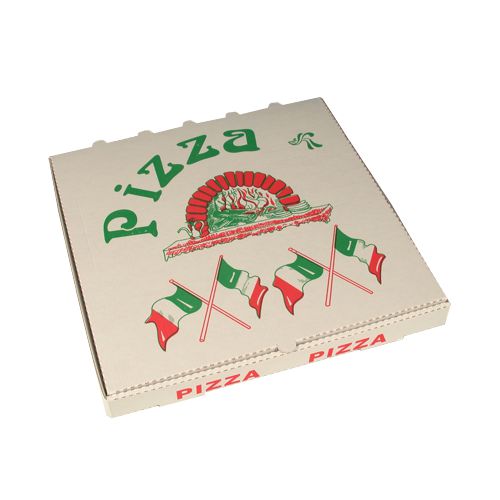 50 Pizzakartons, Cellulose eckig 33 cm x 33 cm x 4 cm "Italienische Flagge" von PAPSTAR