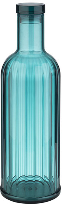 Flasche -STRIPES- Ø 9 cm, H: 28,5 cm, 1 Liter MS, Silikon, türkis nicht spülmaschinengeeignet wasserfest Farbe: Blau