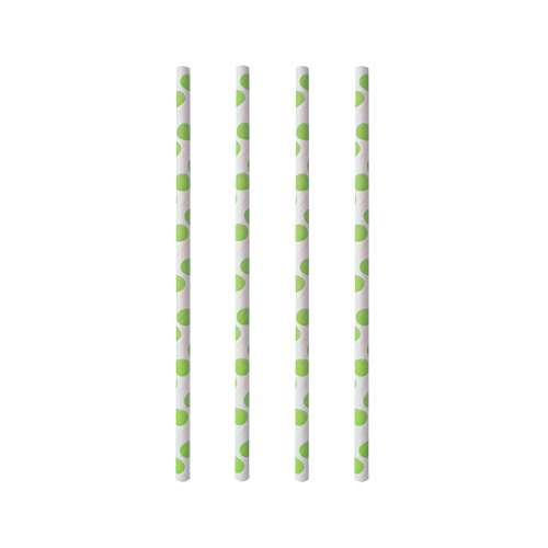 100 Trinkhalme, Papier Ø 6 mm · 20 cm "green Dots" von PAPSTAR