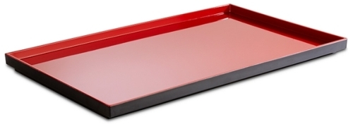 GN 1/1 Tablett -ASIA PLUS- 53 x 32,5 cm, H: 3 cm Melamin innen: rot, glänzend außen: schwarz, matt spülmaschinengeeignet