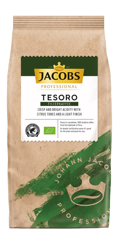 Jacobs Tesoro gemahlen 1 kg Bio- und Rainforest-Alliance-zertifiziert