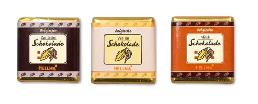 Hellma Belgische Schokoladen-Täfelchen, Inhalt: 165 Stück à 4,5 g je Runddose.