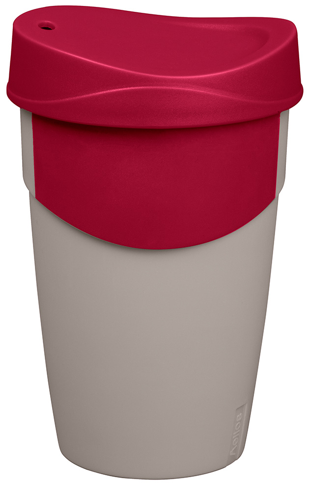 Helios Waycup Mehrwegkaffeebecher Red Velvet, Spülmaschinenfest, aus super-strapazierfähigem PP, Natürlich BPA-Frei, im Einzelkarton