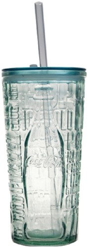 Coca-Cola No.4 Tumbler 50cl - mit Deckel und Trinkhalm - Vidrios Reciclados San Miguel