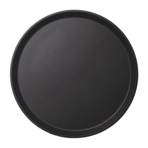 Cambro Camtread rundes rutschfestes Fiberglas Tablett schwarz 35,5cm. Sehr strapazierfähig - mit langlebiger