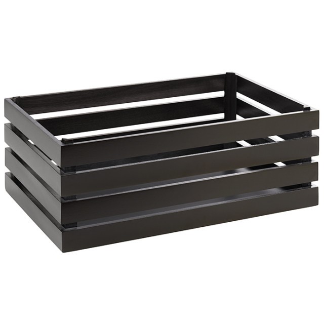 APS Holzbox -SUPERBOX-, 55,5 x 35 cm, H: 20 cm, Akazienholz, schwarz, passend zu GN 1/1