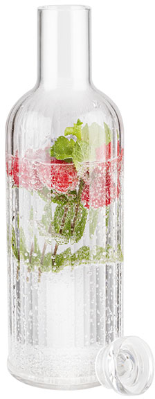 Flasche -STRIPES- Ø 9 cm, H: 28,5 cm, 1 Liter MS, Silikon, transparent nicht spülmaschinengeeignet wasserfest Farbe: