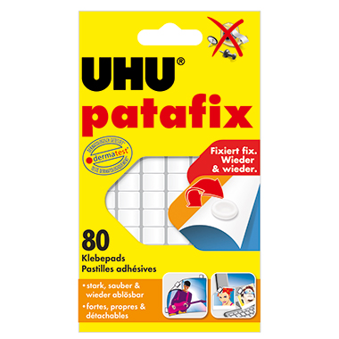 UHU® Klebepad patafix 10 x 12 mm (B x L) Klebemasse lösungsmittelfrei weiß 80 St./Pack.