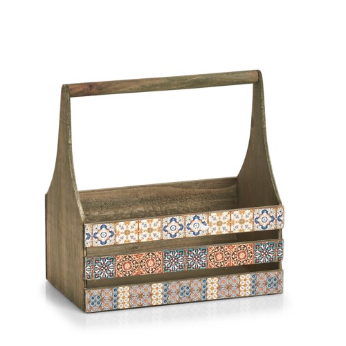 Deko-Kiste m. Griff "Mosaik", Holz. Länge: 310 mm. Breite: 190 mm. Höhe: 320 mm