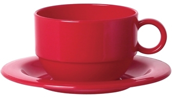WACA Tasse ohne Untertasse, Farbe: rot aus Polypropylen, Stapelbar, Inhalt: 200 ml Mikrowellen- und Spülmaschinengeeignet