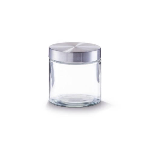 Vorratsglas NORBERT, Inhalt: 750 ml, Durchmesser: 11 cm, Höhe: 12 cm, aus Glas mit Edelstahldeckel