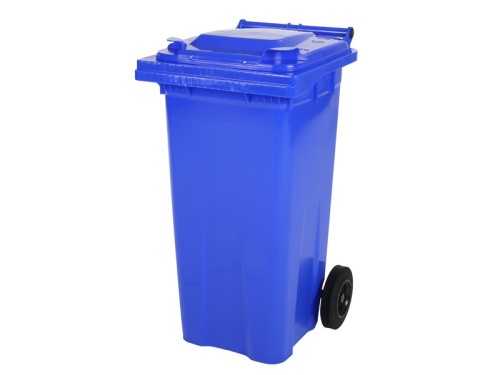 SARO 2 Rad Müllgroßbehälter 120 Liter -blau- Modell MGB120BL Made in Europe - Müllgroßbehälter mit scharnierendem Flachdeckel gemäß EN 840