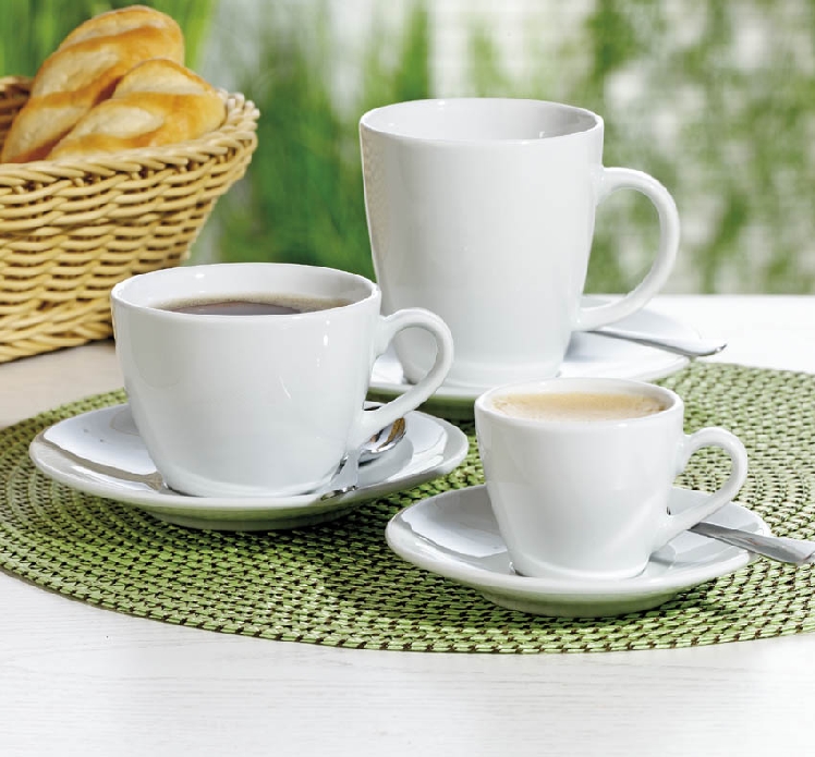 Milchkaffee-Tasse -Inhalt 0,45 ltr - mit Untertasse Durchmesser 18,0 cm - Eschenbach COFFEE SHOP - uni weiss