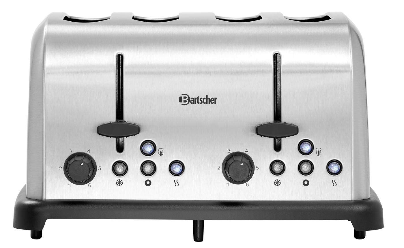 Bartscher Toaster TBRB40 | Kontrollleuchte: Auftauen ,Aufwärmen ,Bagel toasten ,Toasten | Maße: 32,5 x 28 x 170 cm. Gewicht: 2,3 kg