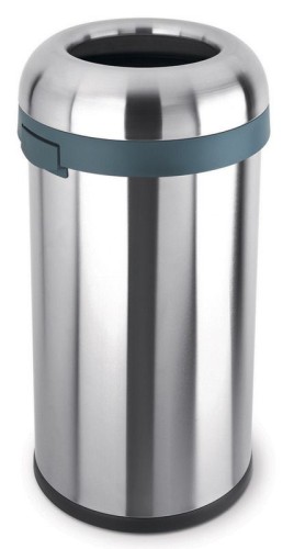 Abfalleimer Bullet Open Top 60 Liter, Simplehuman - Viertelrunder Aluminium Tritt-Mülleimer mit Inneneimer und dämpfendem Deckel. Fingerabdruck