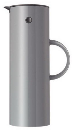 Stelton Isolierkanne EM77, Inhalt: 1 Liter, aus Kunststoff, Farbe: schiefer grau, mit Glaseinsatz, Höhe: 300 mm