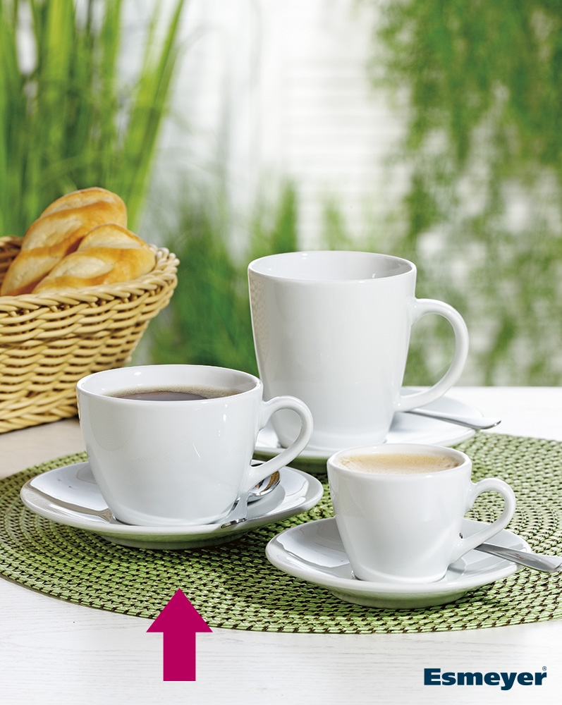 Kombi-Untertasse COFFEESHOP, weiß, von Eschenbach. Aus Porzellan, Durchm.16cm, passt zu Milchkaffeetasse 0,32 l und Henkelbecher