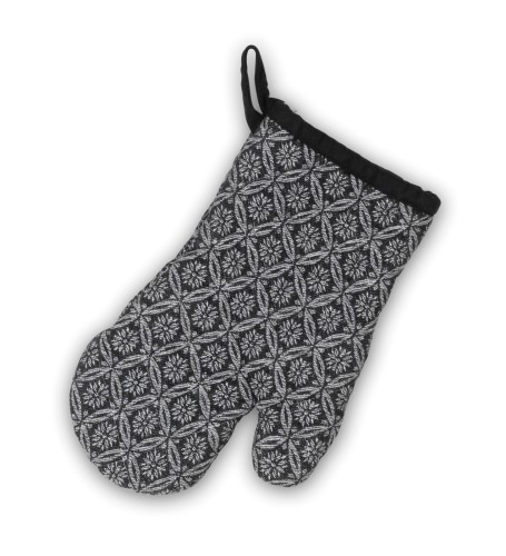 Kela Topfhandschuh Muster aus 100% Baumwolle, weiß-schwarz, ca. 280mm x 180mm (L x B)