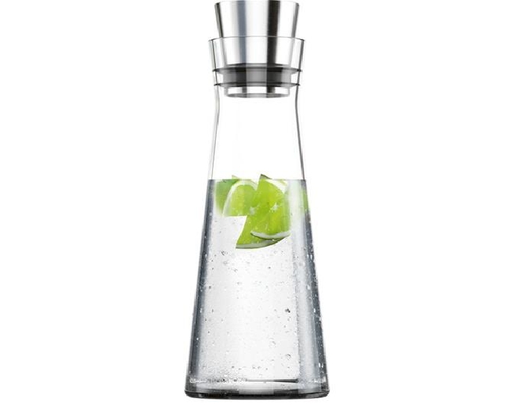 Emsa Kühlkaraffe SLIM FLOW, Inhalt: 1,0 Liter, Höhe: 38,2 cm aus Glas, spülmaschinengeeignet.