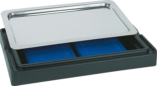Kühlbox -TOP FRESH GN 1/1- 56,5 x 35 cm, H: 6,5 cm 18/10 Edelstahl, Acryl 4-teilig: - Basis, schwarz - Tablett, GN 1/1 - 2