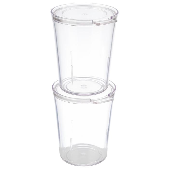 APS SUPER CUP to go, Inhalt: 250 ml 8 Transparente, stapelbare Becher mit Deckel aus recycelbarem Kunststoff - BPA Frei