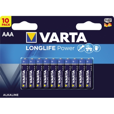 Varta Batterie Longlife Power AAA/Micro LR03 Alkali-Mangan 1,5V 10 St./Pack., Typbezeichnung: AAA/Micro, Bauform: LR03,
