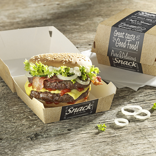 50 Burgerboxen, Pappe "pure" 7 cm x 12,5 cm x 12,5 cm "Good Food" groß von PAPSTAR