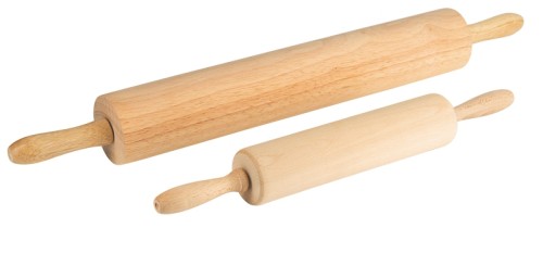 Teigrolle aus Gummibaumholz aus unbehandeltem, naturbelassenem Hartholz, Größe /450 kugelgelagert, nicht spülmaschinengeeignet