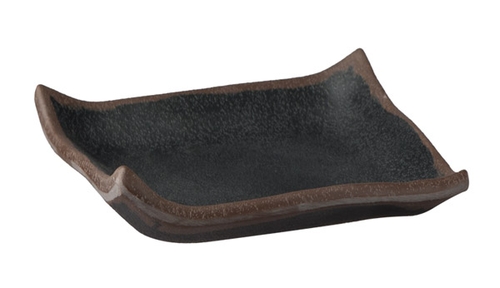 Tablett -MARONE- 14,5 x 14,5 cm, H: 2 cm Melamin, schwarz mit braunem Rand spülmaschinengeeignet stapelbar nicht