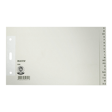 Leitz A-Z Register DIN A5 quer, Überbreite Tauenpapier, recycelt grau 20 Registerblätter