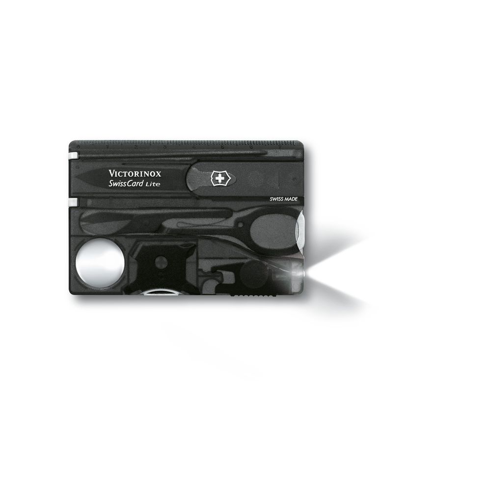 Victorinox SwissCard Lite, schwarz transparent, LED weiss
