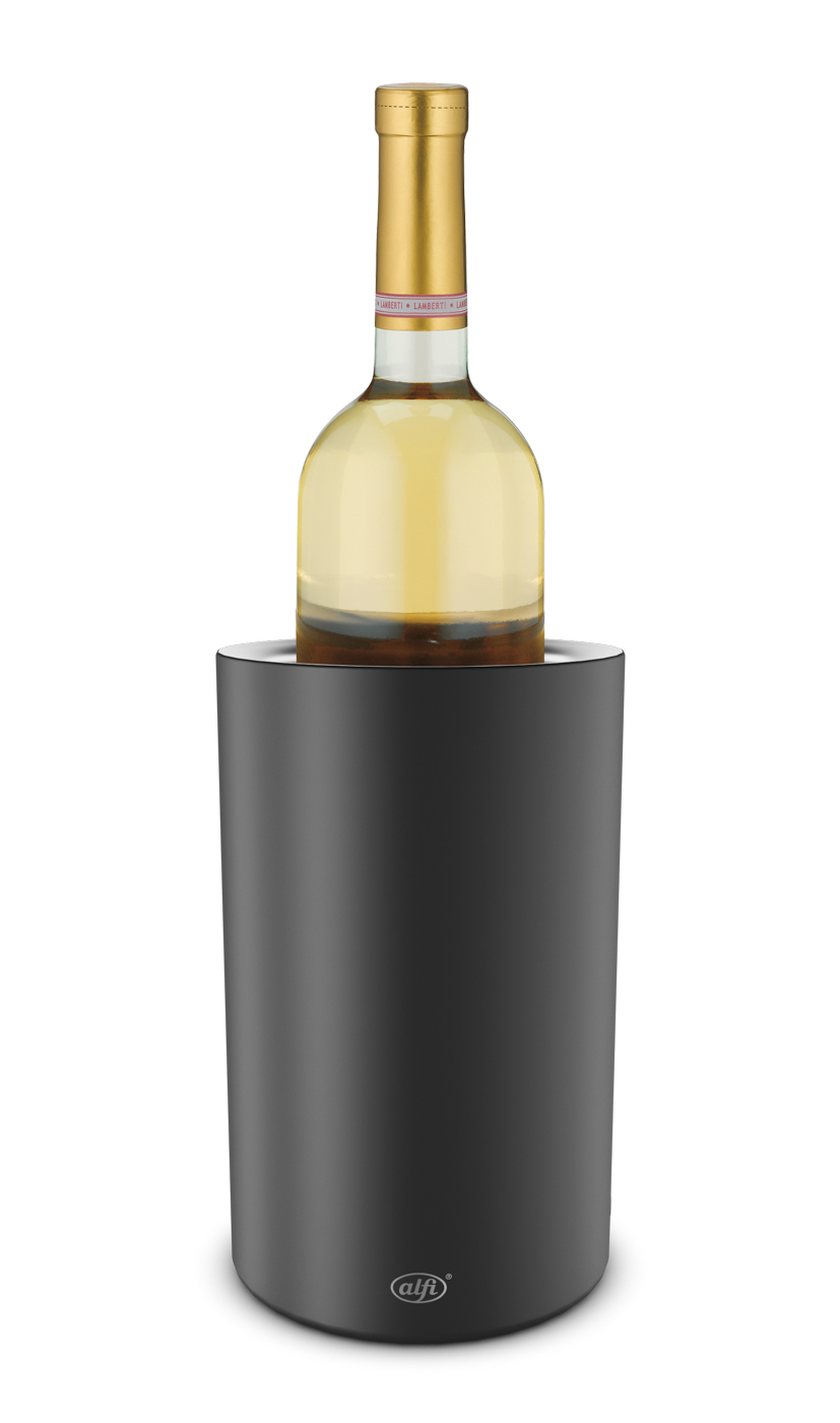 Flaschenkühler VINO aus doppelwandigem Edelstahl; velvet black mat; frei von BPA für gesunden Genuss