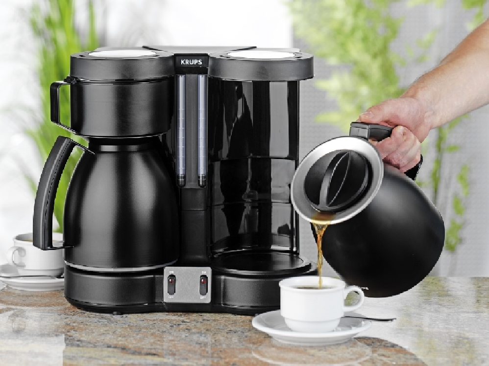 Kaffeemaschine Krups Duothek Therm Farbe: schwarz seiden-matt Maße: Breite 35 cm - Tiefe 21 cm - Höhe 31,5 cm