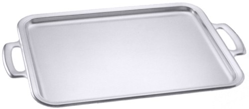 Tablett BANKETT, rechteckig aus Edelstahl 18/10, Länge: 60 cm, Breite: 45 cm, Höhe: 2 cm Seidenmatt glänzend, aus einem Stück gefertigt