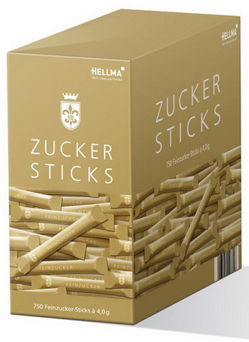 GOLDLINE ZUCKER-STICKS von Hellma, Inhalt: 750 Stück à 4 g je Karton.