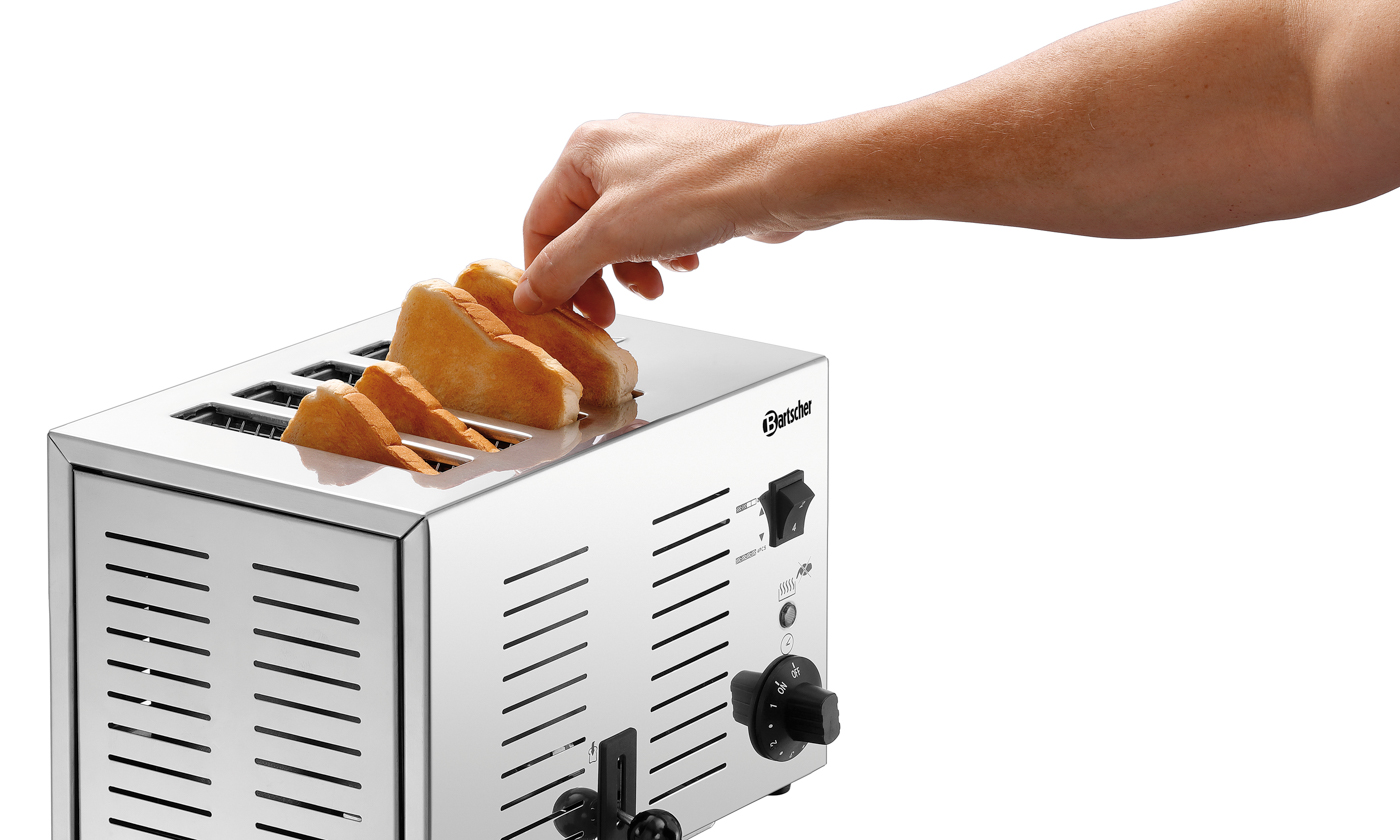 Bartscher Toaster TS40 | Kontrollleuchte: Aufheizen | Maße: 30 x 25 x 220 cm. Gewicht: 4,2 kg