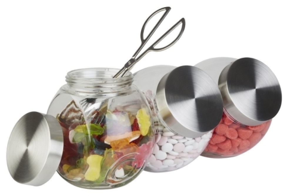 APS Glasdose mit Edelstahl-Schraubdeckel, Inhalt: 1 Liter, Maße: 12,5 x 19 x 18 cm, stehend oder liegend verwendbar