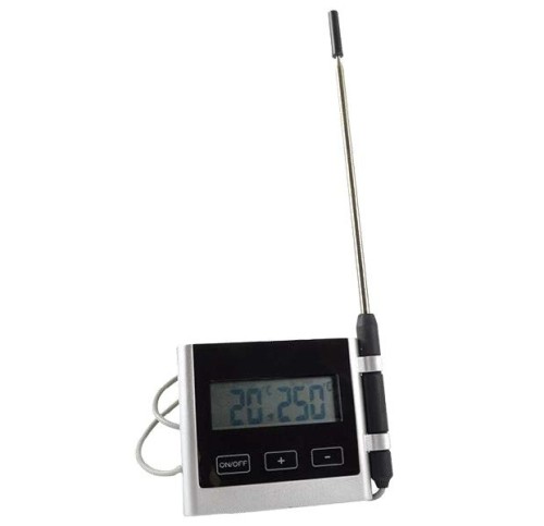 SARO Digitales Thermometer für Ofen mit Alarm Modell 4717 - Edelstahl-Sondenthermometer mit 1m Kabel - Zur Überwachung der Temperatur der